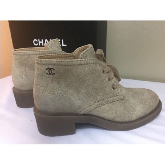 CHANEL Shoes - CHANEL suede lace-up bootie 41